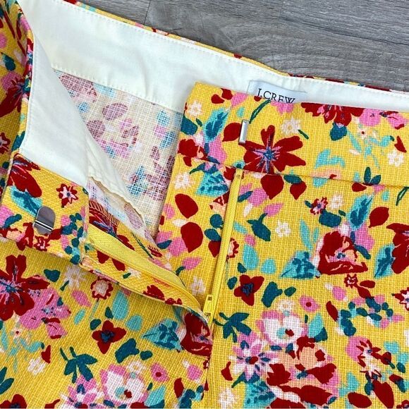 J. Crew Factory Floral Basket Weave Chino Shorts Yellow Multi 4 - Picture 5 of 8